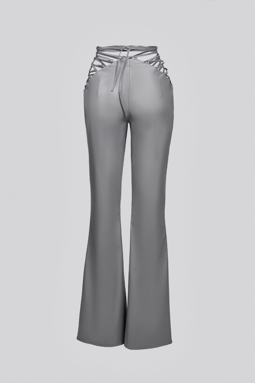 Pantalons gris évasés avec liens