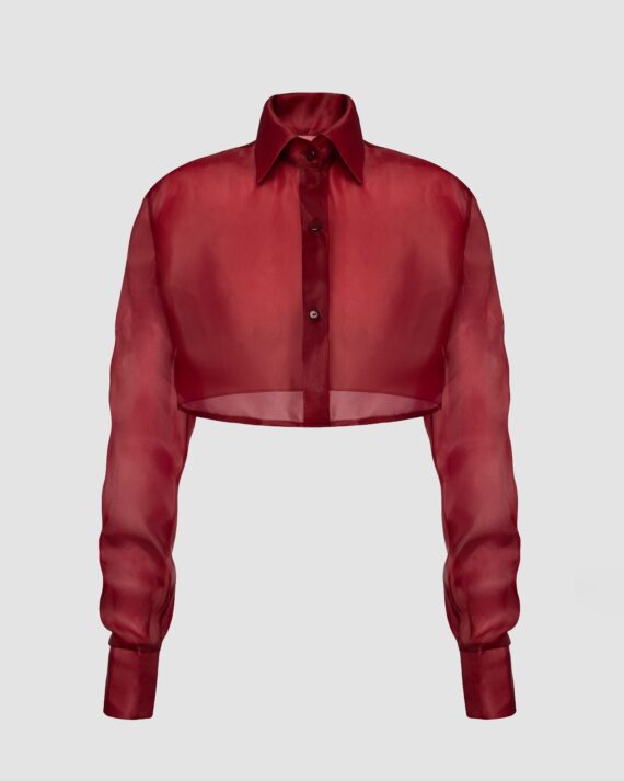 bordeaux dress shirt Cruz Shirt in Bordeaux Silk Satin 36 / Bordeaux