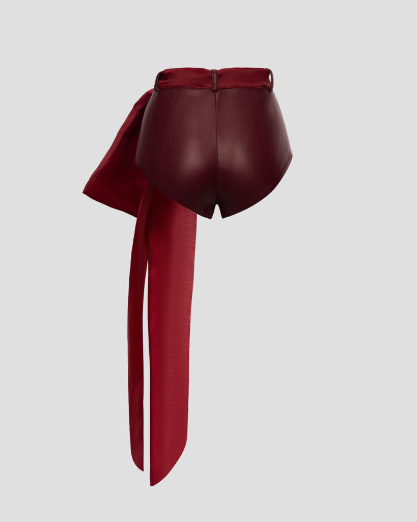 Bordeaux Shorts with Detachable Bow