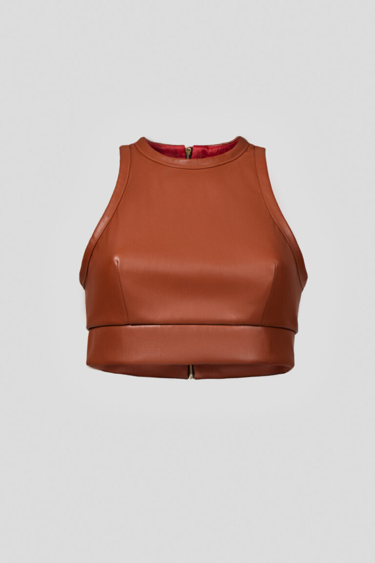 Top corto in eco-pelle dorata