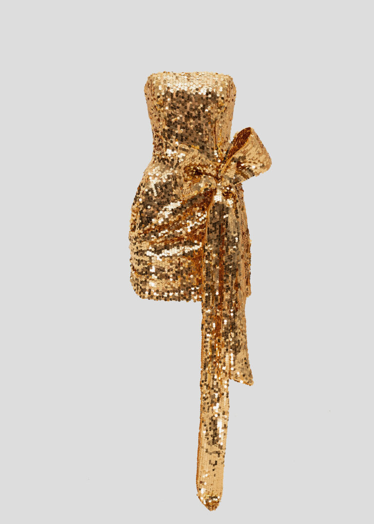 Goldenes Mini-Kleid mit Schleife