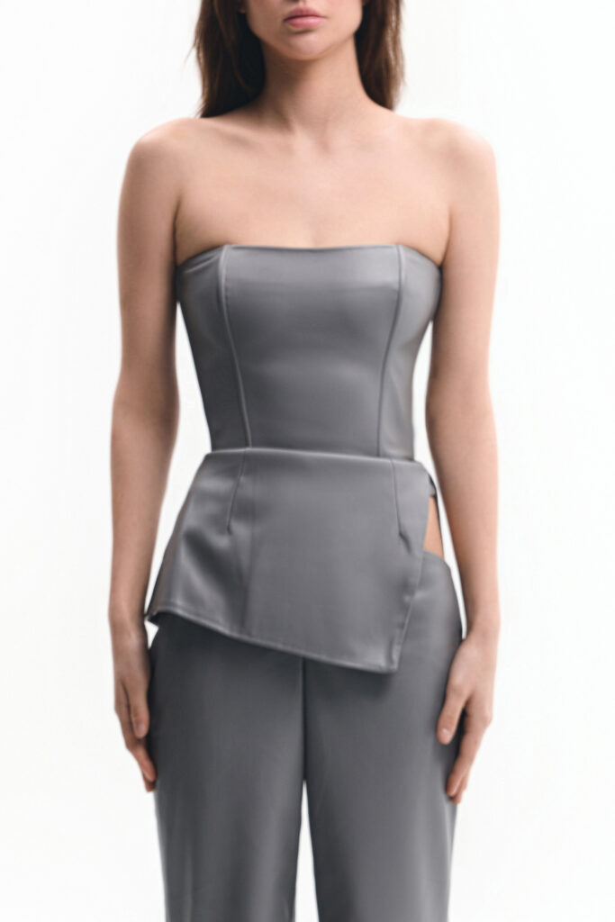 Grey trousers with a thigh slit (SKU 740/1.1)
