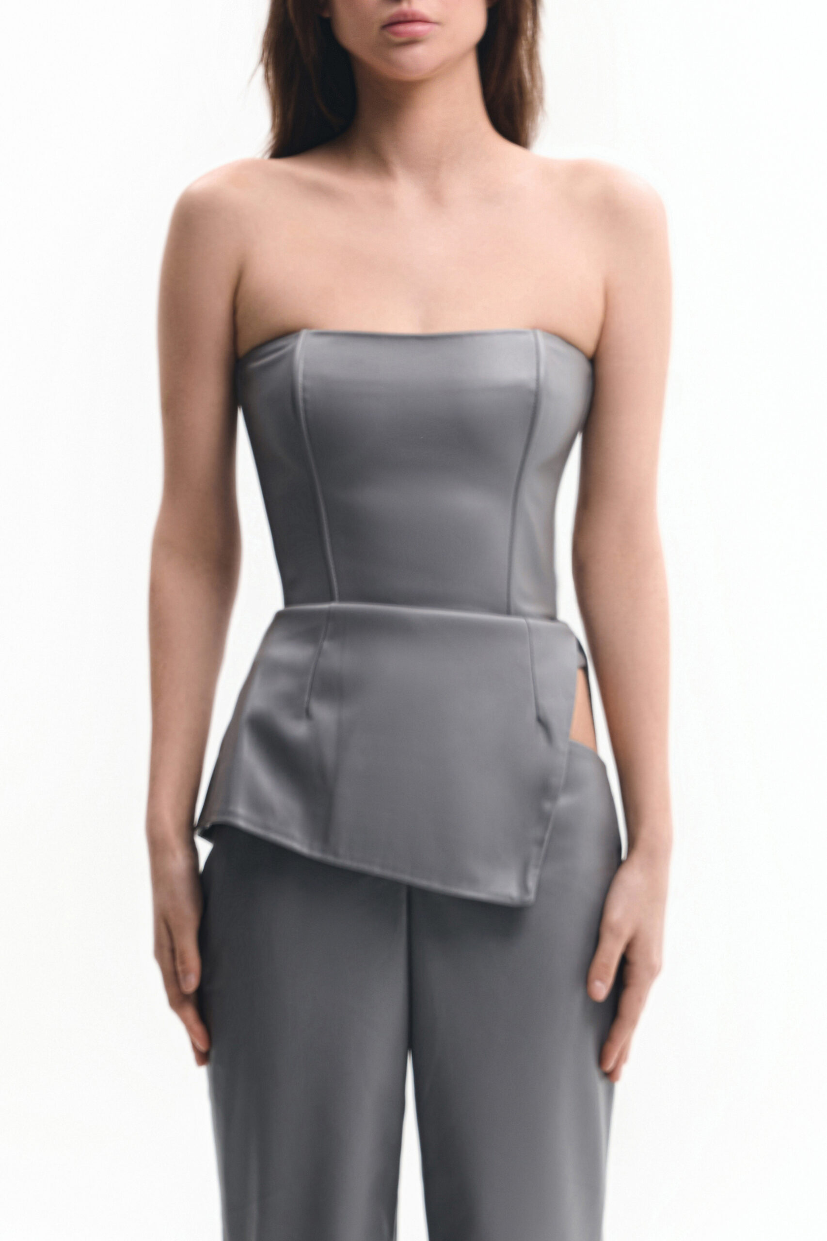 Grey trousers with a thigh slit (SKU 740/1.1)