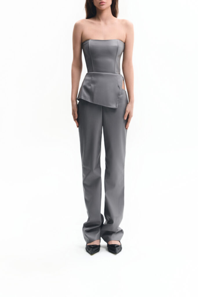 Grey trousers with a thigh slit (SKU 740/1.1)