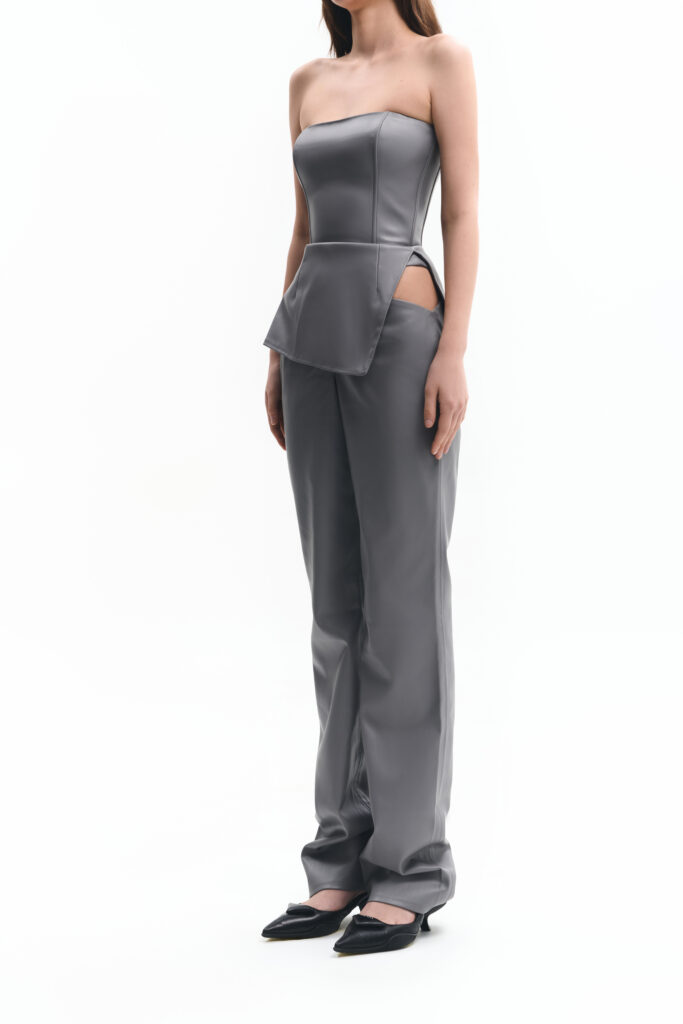Grey trousers with a thigh slit (SKU 740/1.1)