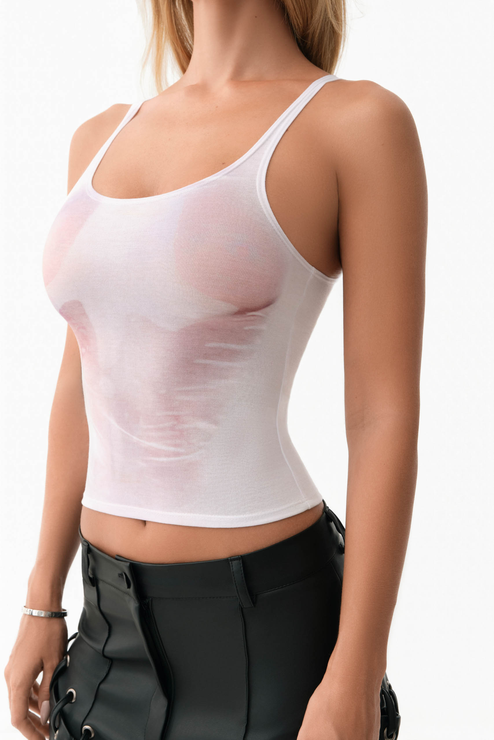 Ivory illusion print tank top