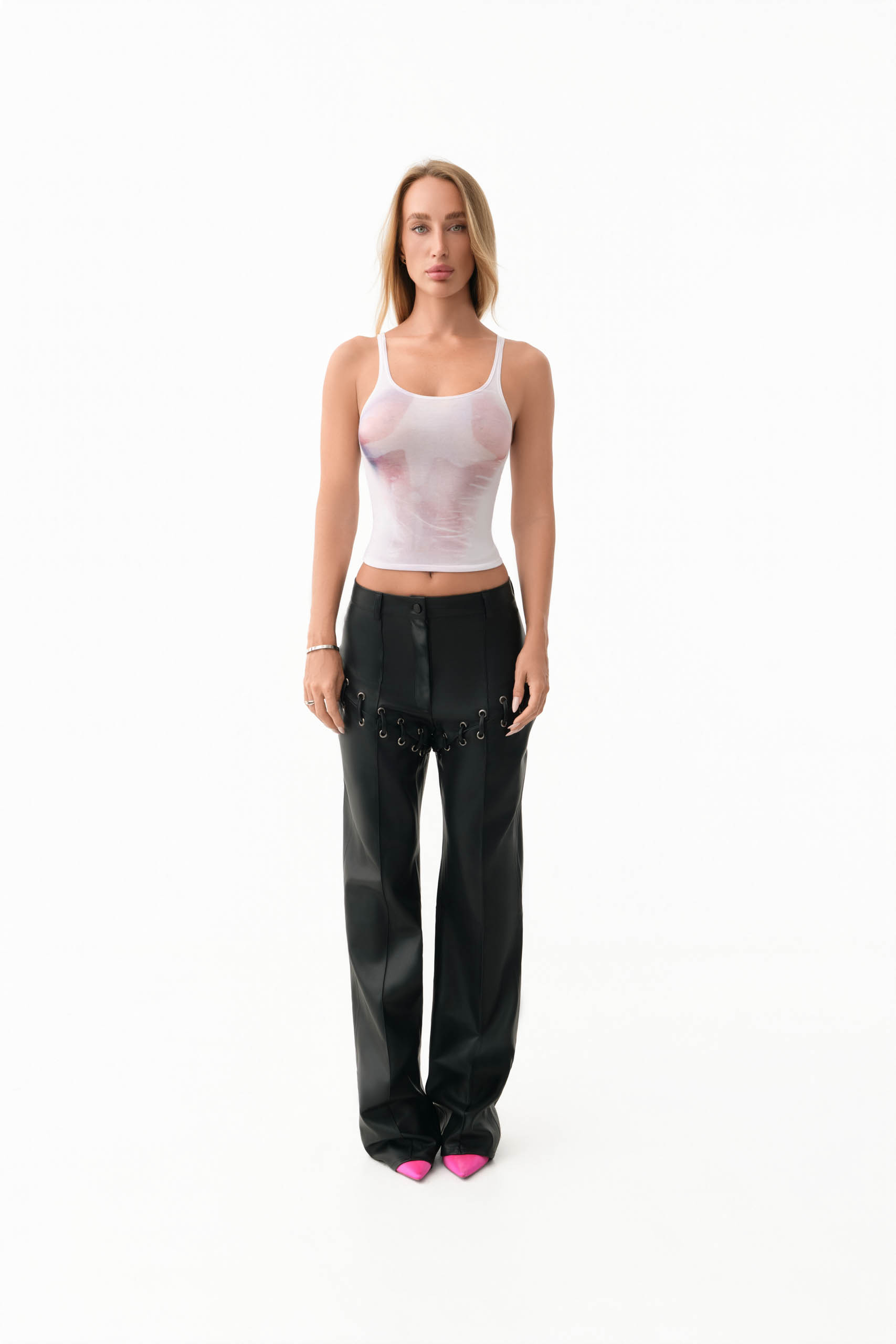 Ivory illusion print tank top