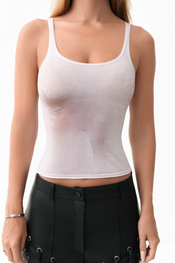 Ivory illusion print tank top