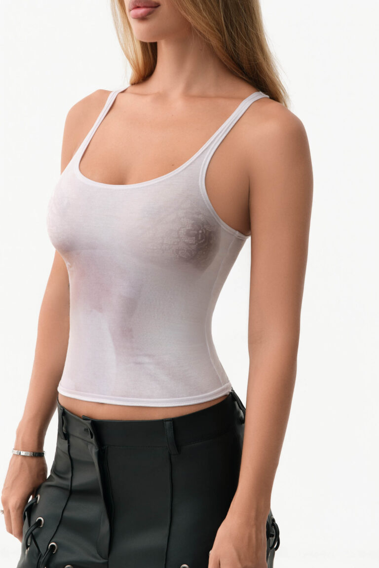 Ivory illusion print tank top