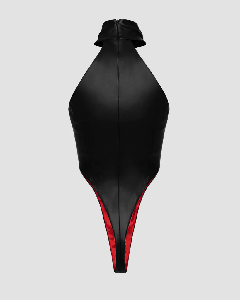 Leather Bodysuit with Cut-Outs (SKU 769/1)