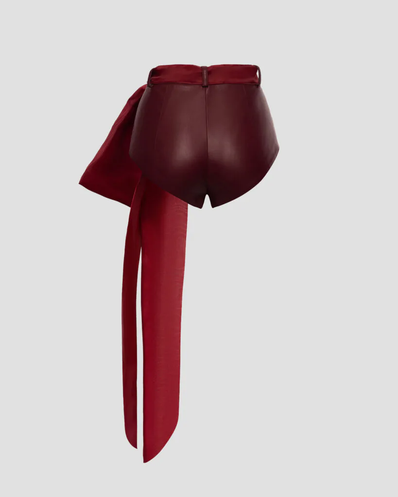 Bordeaux Shorts with Detachable Bow