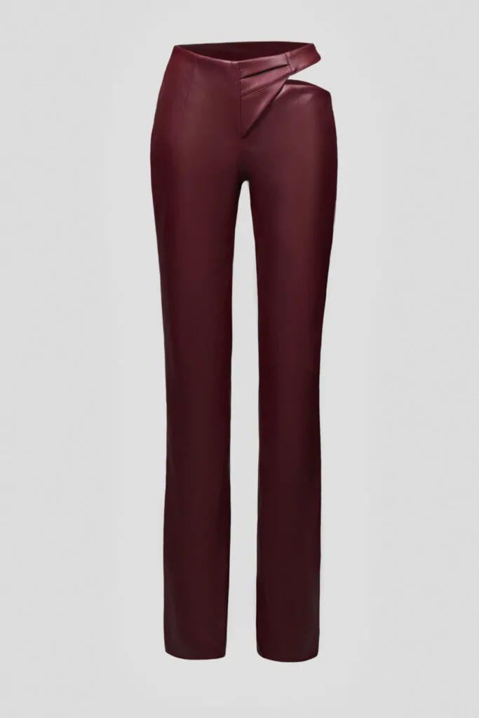 Burgundy trousers with a thigh slit (SKU 740/13)