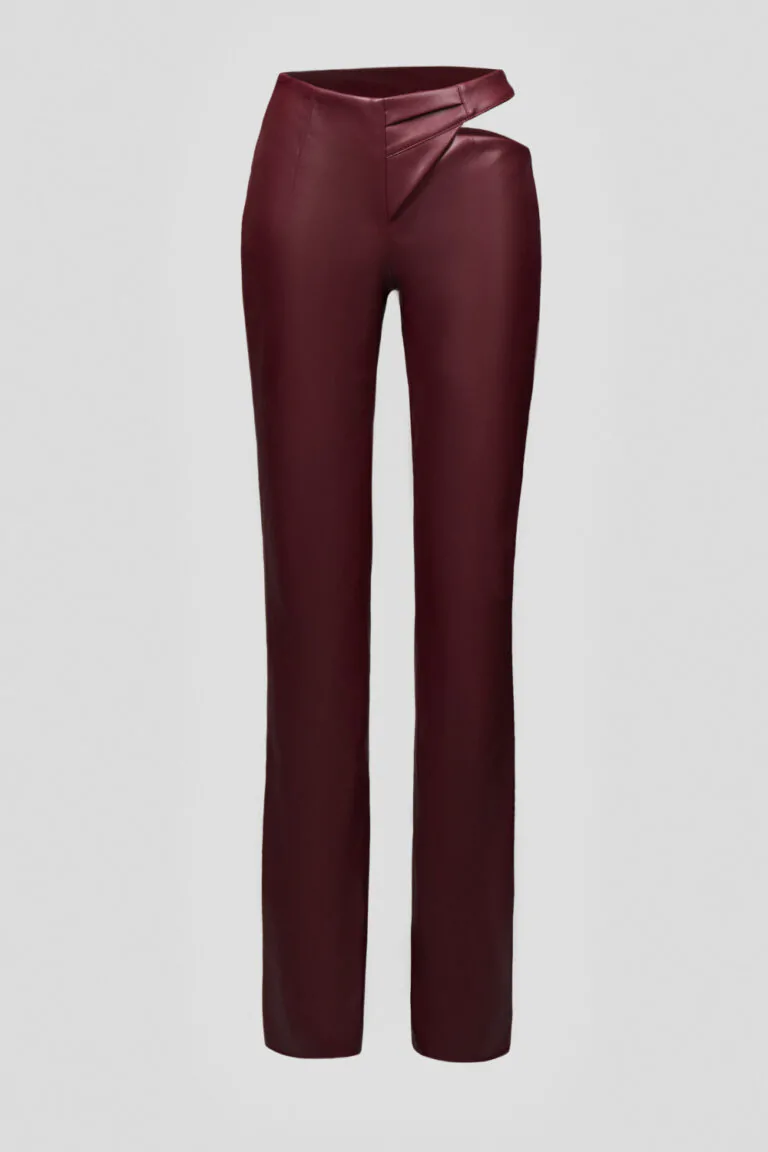 Burgundy trousers with a thigh slit (SKU 740/13)