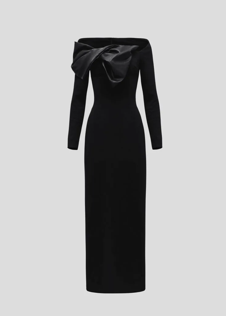 Black maxi dress with bow (SKU 756/1)