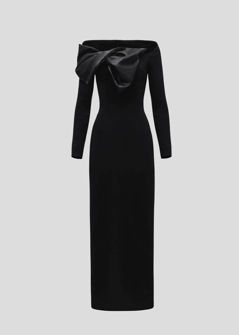 Black maxi dress with bow (SKU 756/1)