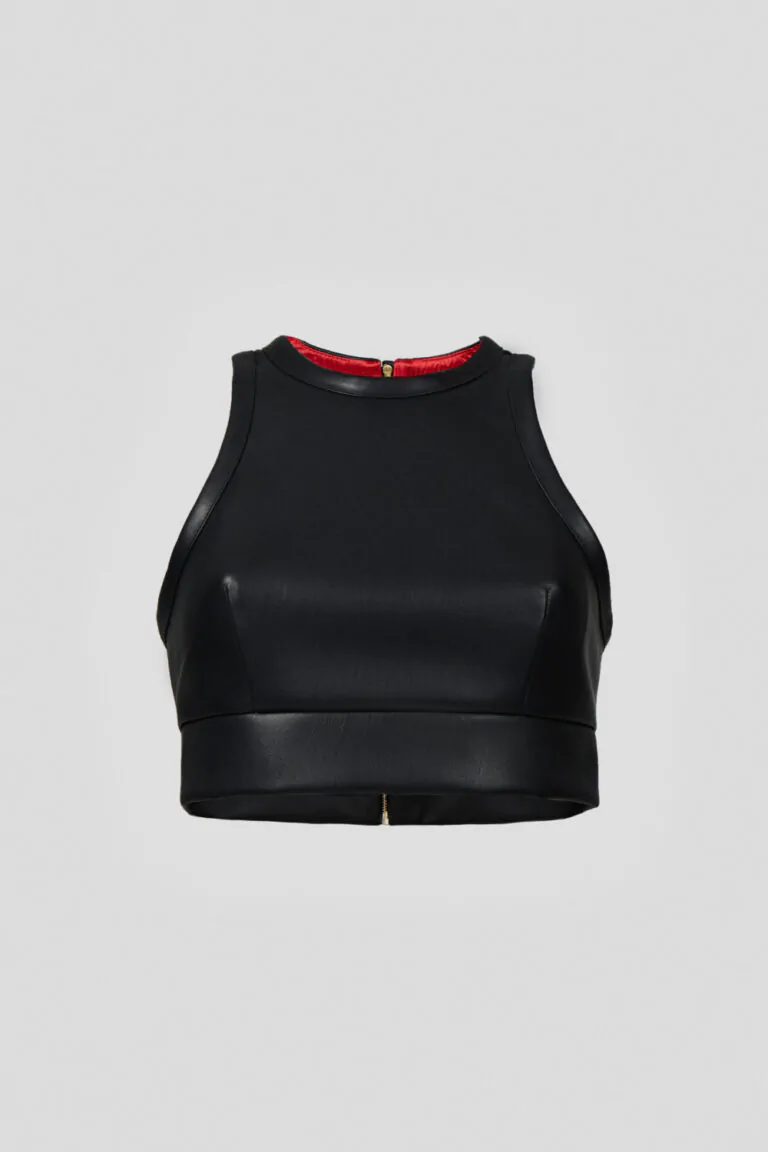 Black eco-leather crop top (SKU 733/1)