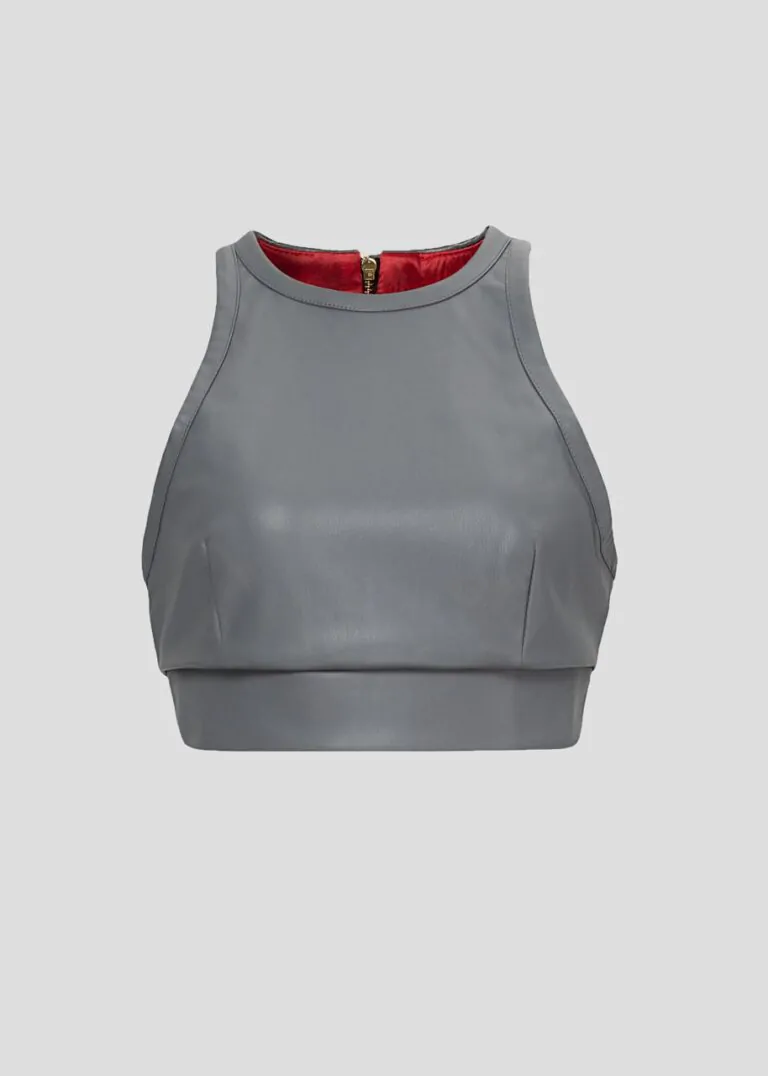 Grey eco-leather crop top (SKU 733/1.1)