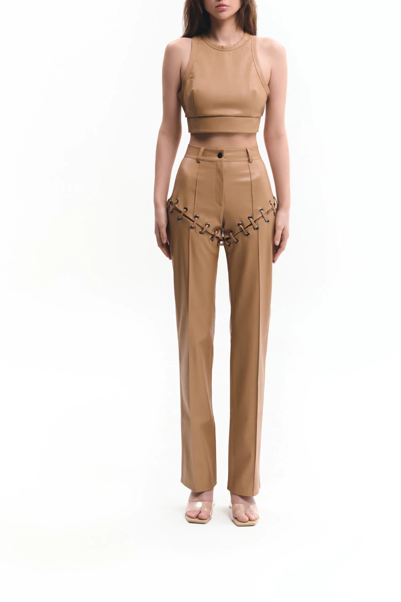 Beige eco-leather crop top (SKU 733/3)